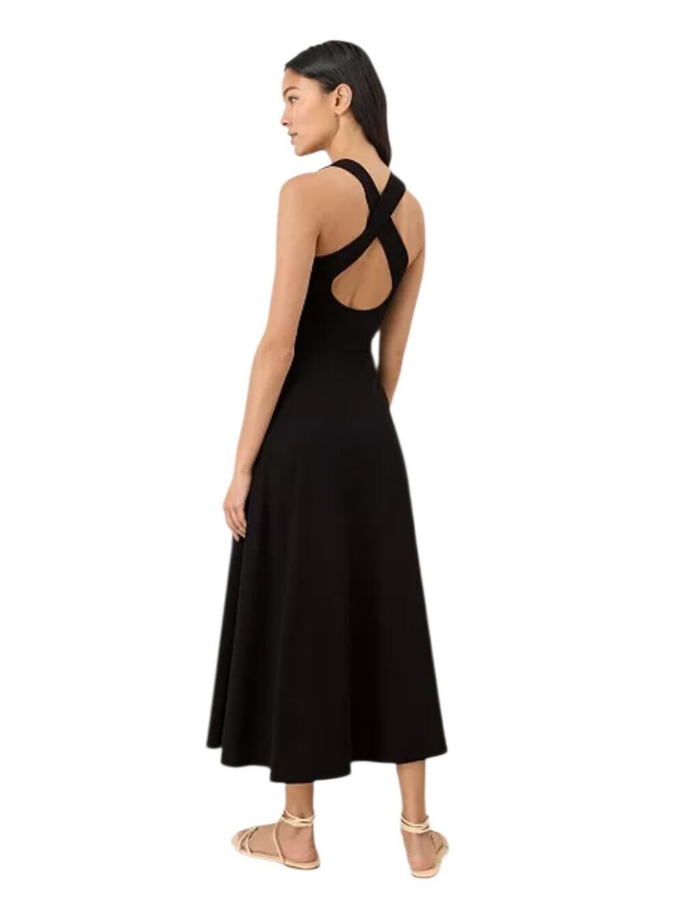 Pact Organic Cotton Fit & Flare Open Back Maxi Dress - Black